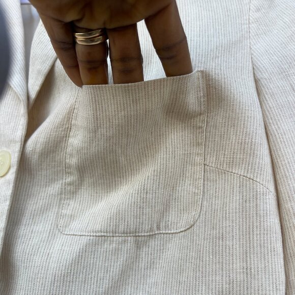Talbots‎ Womens Irish Linen Blazer Size 4 Ivory Minimalist Preppy Lagenlook - Picture 8 of 13